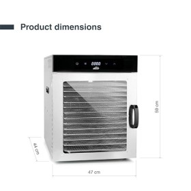 Lacor - 69524 - Déshydrateur Alimentaire Dry, Grande capacité, 14 Plateaux, Porte en verre transparent, Ventilateur silencieu