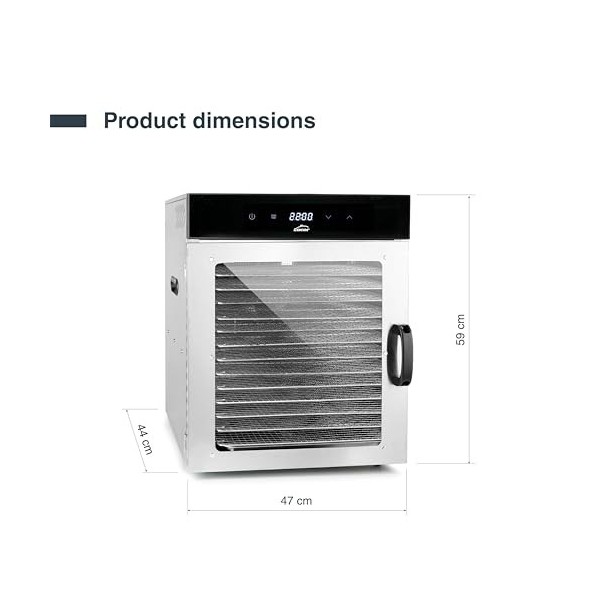 Lacor - 69524 - Déshydrateur Alimentaire Dry, Grande capacité, 14 Plateaux, Porte en verre transparent, Ventilateur silencieu