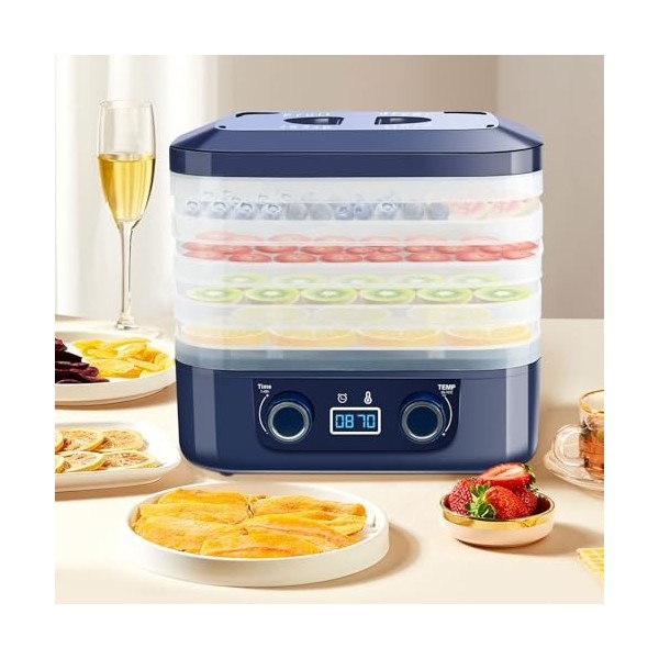 DeeprBling Déshydrateur Alimentaire, 5 Plateaux Réglables en Hauteur, Déshydrateur dAliments avec Écran Digital, Déshydrateu
