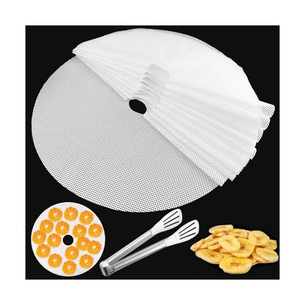 GZqiancang 10 Pièces Feuilles de déshydrateur de silicone, Feuilles Rondes de Déshydrateur de Silicone avec 1 pince de cuisin