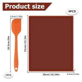 Lot de 4 feuilles de déshydrateur en silicone antiadhésif pour déshydrateur automatique avec grattoir, tapis de déshydrateur 