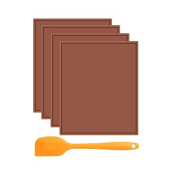 Asuinxurr Plaques de déshydratation en silicone avec en cuir pour fruits liquides, viande, légumes avec grattoir en silicone