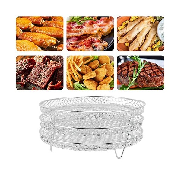 Lot de 3 supports empilables en acier inoxydable de qualité alimentaire pour friteuse à air comprimé 20 x 9 x 4 cm