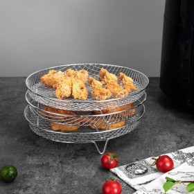 Lot de 3 supports empilables en acier inoxydable de qualité alimentaire pour friteuse à air comprimé 20 x 9 x 4 cm