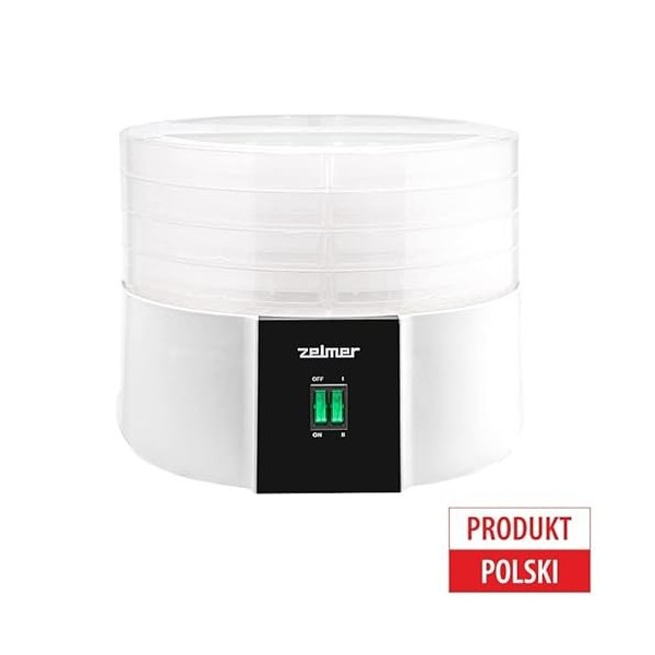 Zelmer ZFD1010- Sèche-aliments, Puissance 520 W, Nombre de plateaux: 4, Commande mécanique, Contrôle de la température, Blanc