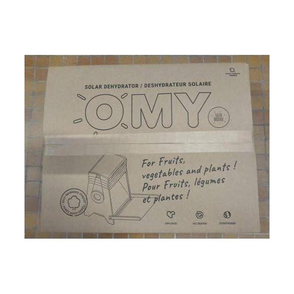 Séchoir solaire OMY Deshydrateur alimentaire solaire 200W 3 Plateaux en Acier Inoxydable Déshydrateur pour fruits, légumes et