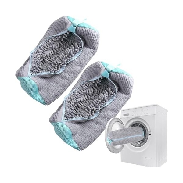MYMAI Lot de 2 sacs de lavage pour chaussures - Réutilisables à 360 ° - En fibre de nettoyage - Pour baskets, chaussettes et 