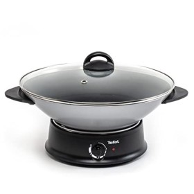Tefal Wok + Appareil à fondue, Couvercle verre, Thermostat réglable, Cuve antiadhésive, Caquelon aluminium, 8 fourchettes inc
