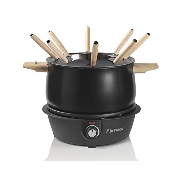 Bestron appareil a fondue, fondue électrique pour 8 personnes, avec 8 fourchettes à fondue et thermostat continu, incl. Prote