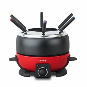 H.Koenig Appareil à Fondue Electrique 6 Fourchettes 2L Inox ALP1800, Service à Fondue Chocolat Bourguignonne Fromage Savoyard