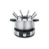 Severin Fondue Crêpière 2 en 1, Inclus 8 fourchettes à fondue, spatule à crêpe et répartiteur de pâte, Inox/Noir, FO 2471