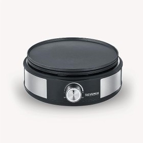 Severin Fondue Crêpière 2 en 1, Inclus 8 fourchettes à fondue, spatule à crêpe et répartiteur de pâte, Inox/Noir, FO 2471