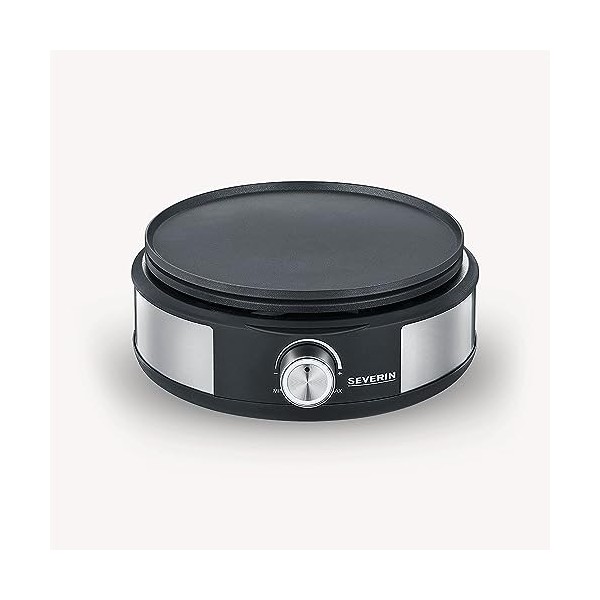 Severin Fondue Crêpière 2 en 1, Inclus 8 fourchettes à fondue, spatule à crêpe et répartiteur de pâte, Inox/Noir, FO 2471