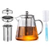 Théière en verre avec infuseur [Style de mise à niveau] Théière en verre résistant à la chaleur avec infuseur amovible, Théiè