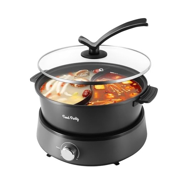 Food Party Appareil Fondue Chinoise Hot Pot Electrique 6L 220V 1200W Shabu SHabu Hotpot avec Diviseur Wok electrique