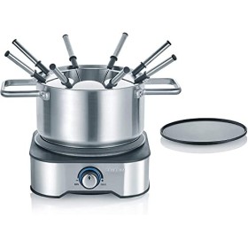 SEVERIN Appareil Fondue/Crêpes Combiné, Câble dalimentation, env. 1500 W, Collerette Anti-Projections et 8 Fourchettes à Fon
