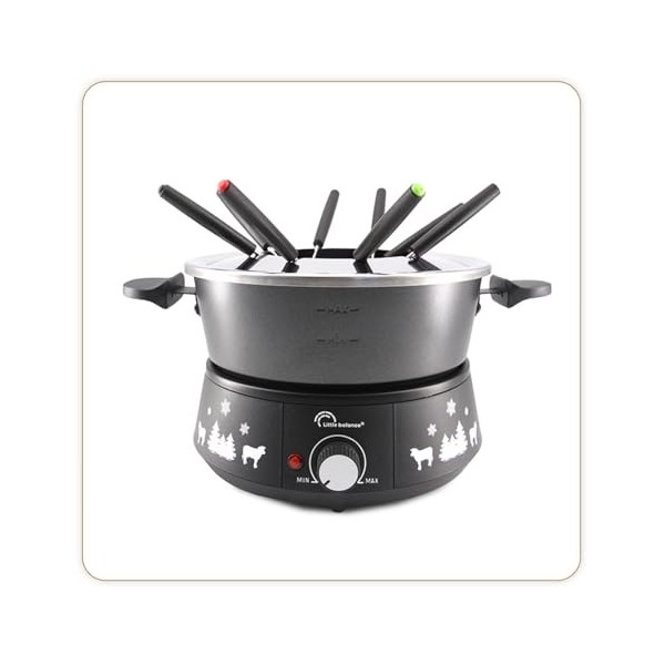 LITTLE BALANCE 8690 Black Fondue 8 Meuuuh...!, Appareil à fondue 8 personnes, Caquelon anti-adhésif grande contenance 2 litre