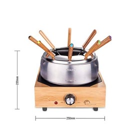 LITTLE BALANCE 8320 Wood Fondue 8 Inox - Appareil à fondue 8 personnes - Caquelon Inox anti-adhésif grande contenance 2 litre