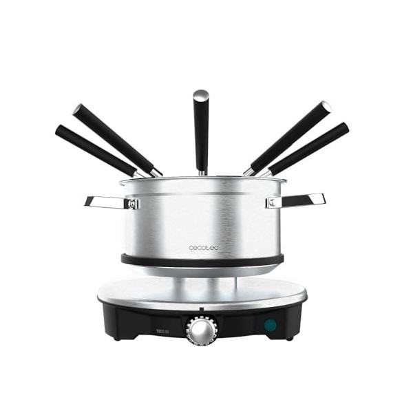 Cecotec Fondue Fun GourmetFondue Advance. 1500W Capacité 1,7 L, Fromage, Chocolat et Huile, Design Acier Inoxydable, Puissanc