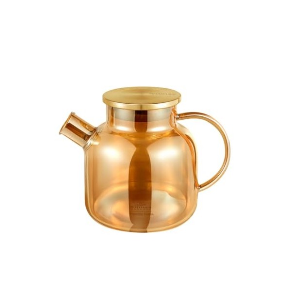 Wilmax Théière en verre avec couvercle en acier inoxydable, 1200 ml, pour thé en vrac, théière en verre résistant à la chaleu