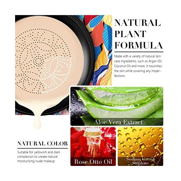 Air cushion cc creme, BB creme, Mushroom Head Fondation liquide cc crème hydratant fond de teint couvrant imperfections, bb c