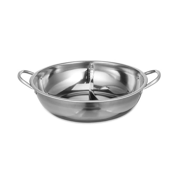 FELTECHELECTR Faitout Shabu Shabu double face en acier inoxydable avec séparateur pour plaque de cuisson à induction et cuisi