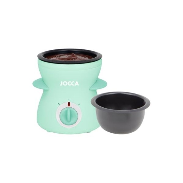 Jocca Machine à Fondue Funny Cooking Turquoise, Capacité 350ML, 2 Températures, 25W, Idéal pour Fondue au Chocolat ou au From