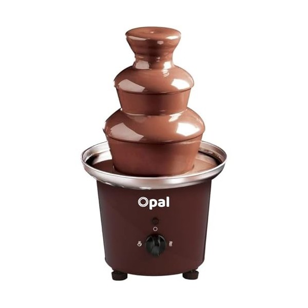 Ensemble à fondue électrique à 3 niveaux de fontaine de chocolat en acier inoxydable Opal de grande taille avec base de marmi