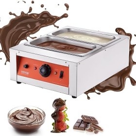 VEVOR Tempéreuse à Chocolat Commerciale 1500 W Bain-Marie Électrique pour Chocolat 2 Cuves de 3,3 L Fondoir à Chocolat Tempér