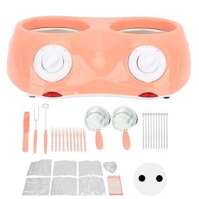 Jiawu Double Fondoir à Chocolat, Mini Fondoir électrique Portable avec Double Fondoir pour Chocolat, Fromage, Bonbons, Crème,
