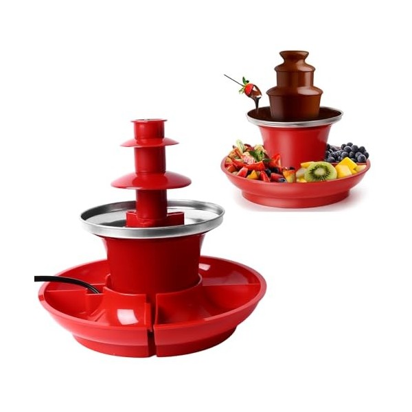 Machine à Fontaine à Chocolat à 3 Niveaux, Ensemble de Fontaine à Fondue au Chocolat électrique de 17 Oz avec Plateau de Serv
