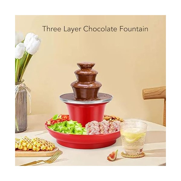 Machine à Fontaine à Chocolat à 3 Niveaux, Ensemble de Fontaine à Fondue au Chocolat électrique de 17 Oz avec Plateau de Serv