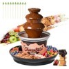 Huanyu Fontaine à chocolat à 3 étages avec 10 brochettes en bambou Plateau de service amovible 450g Fontaine à fondue au choc
