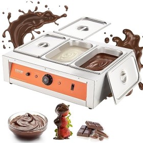VEVOR Tempéreuse à Chocolat Commerciale 1500 W Bain-Marie Électrique pour Chocolat 3 Cuves de 3,3 L Fondoir à Chocolat Tempér