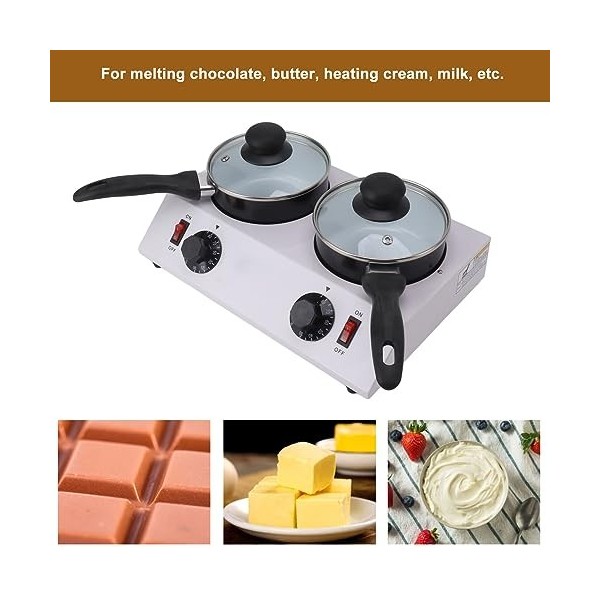 Fondoir à Chocolat électrique, Efficace 2 Réservoirs de Fondoir à Chocolat 80 W Fondoir à Chocolat électrique, pour Beurre, C