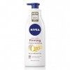 NIVEA Lotion raffermissante pour le corps Q10 + huile dargan 400 ml , crème raffermissante nourrissante avec Q10 et huile d