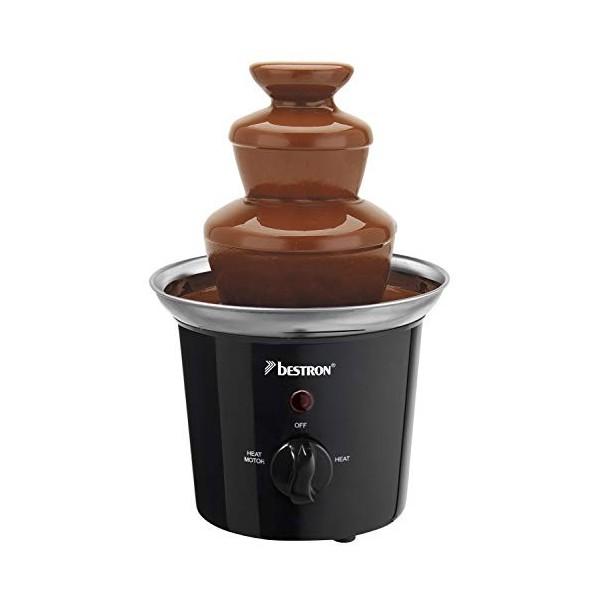 Bestron Fontaine à chocolat, 3 étages, petite fontaine à chocolat avec fonction de maintien au chaud, 60 watts, couleur: ment