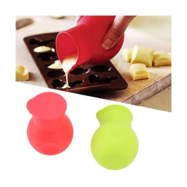 2Pcs Silicone Chocolat Chauffant Pot Rouge et Vert Chocolat Fondant Pot Diviseur Chocolat Fondant Pot