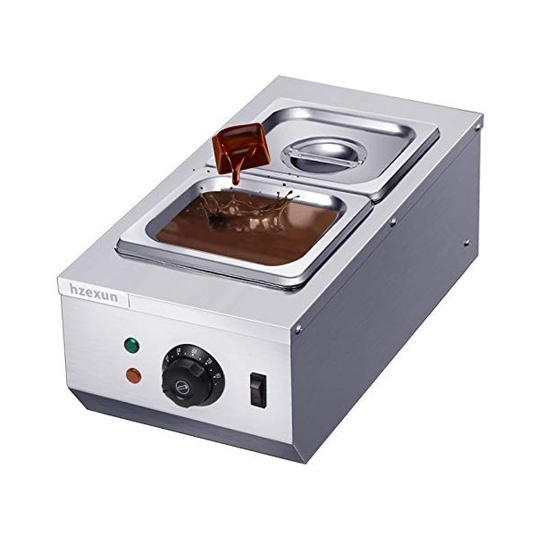 hzexun Tempéreuse À Chocolat Bain Marie Electrique Réchauffeur de Liquide Acier Inoxydable Capacité 6L 2 Réservoirs Maison Co