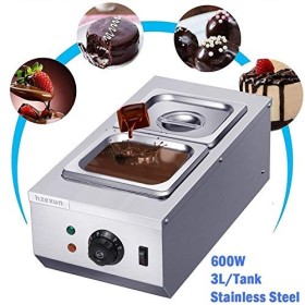 hzexun Tempéreuse À Chocolat Bain Marie Electrique Réchauffeur de Liquide Acier Inoxydable Capacité 6L 2 Réservoirs Maison Co