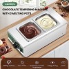 Huanyu Tempéreuse à chocolat avec 2 pots 30℃-110℃ Machine à fondre le chocolat Fondoir à chocolat commercial 800W Pot de fusi