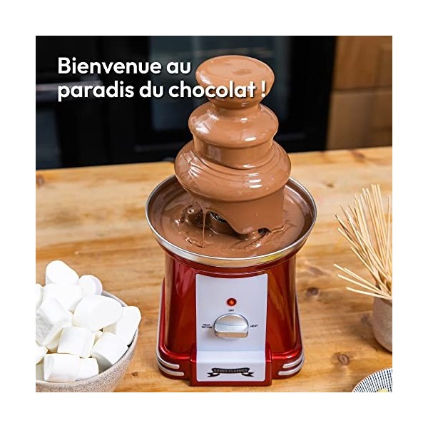 Gadgy Fontaine à Chocolat à 3 niveaux - Fontaine à Chocolat en Acier Inoxydable - Fontaine à Chocolat Retro Look - Fondue à C