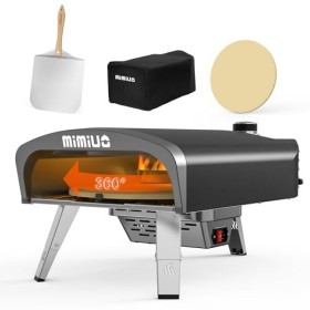 Mimiuo Four à pizza dextérieur au gaz avec système de rotation automatique et régulateur de gaz britannique, série Tisserie 