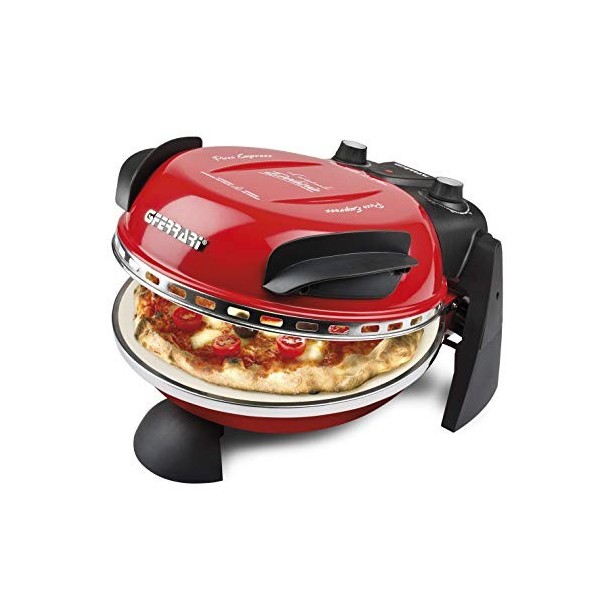 G3 Ferrari G10006 Pizza Exprimer Plaisir, Four Pizza, 1200 W, 400°C, Pierre Réfractaire diamètre 31 cm , Minuteur 5, Livre 