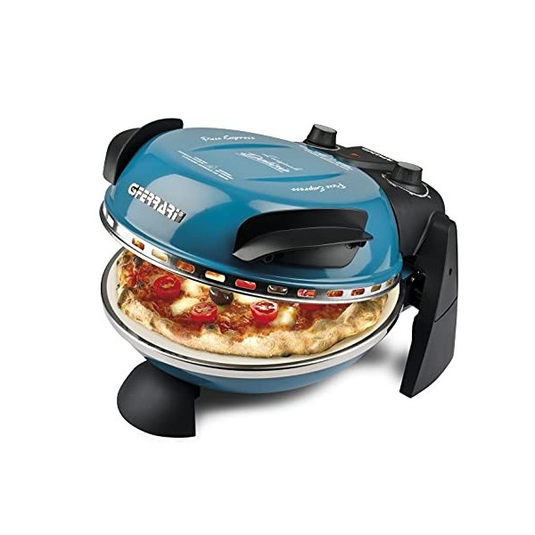 G3 Ferrari G10006 Pizza Exprimer Plaisir, Four Pizza, 1200 W, 400°C, Pierre Réfractaire diamètre 31 cm , Minuteur 5, Livre 