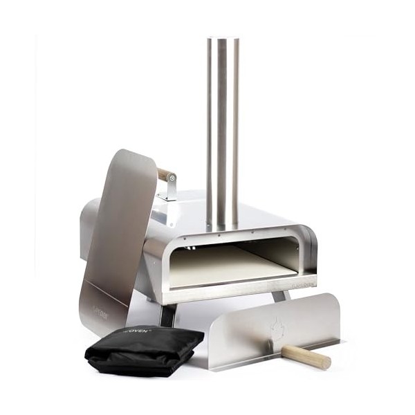 Four à Pizza Extérieur au Feu de Bois ● Transportable ● Acier Inoxydable à Double Isolation ● Surface de Cuisson XXL ● Flux d