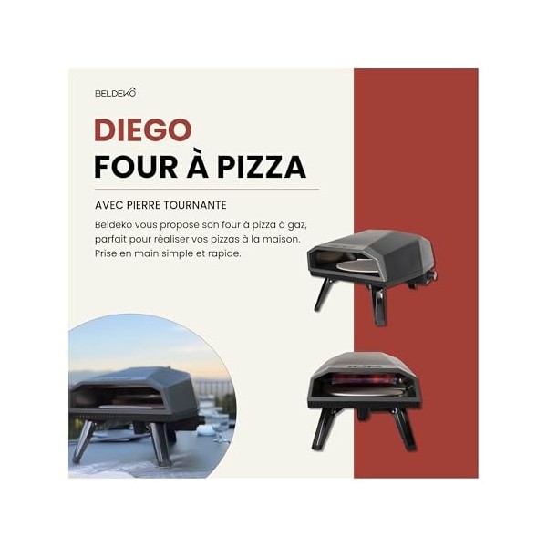 BELDEKO - Four à Pizza Gaz avec pierre tournante - DIEGO