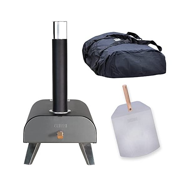 Zanussi ZGPO1PC Four à pizza portable dextérieur 30,5 cm avec couvercle étanche Noir