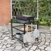 Support de four à pizza dextérieur pour barbecue - Table de four à pizza en acier inoxydable - Table sur roulettes - Table d