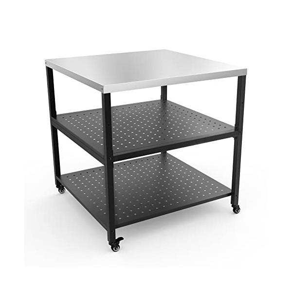 onlyfire Acier Inoxydable Table dappoint,Table de Support de Four à Pizza avec Roue Poser Votre Four a Pizza,Accessoires Fou